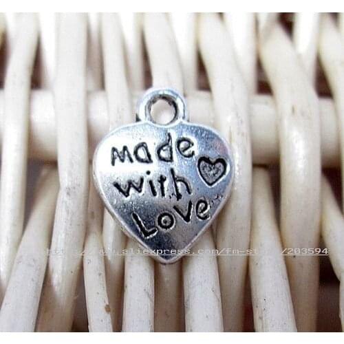 Sale ! 300pcs/lot Wholesale Fashion New Alloy Heart with LOVE Letter Charms Small Pendants Fit European Jewelry 12*9.5*2mm