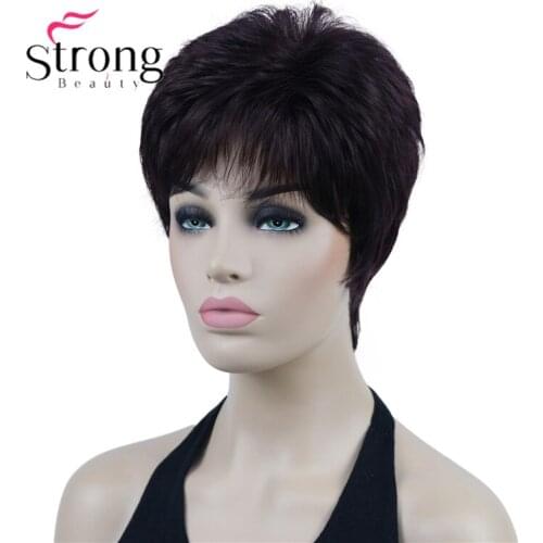 StrongBeauty Women Brown Mixed Natural Blonde Straight Ombre Synthetic Hair Wigs Short wigfor Women