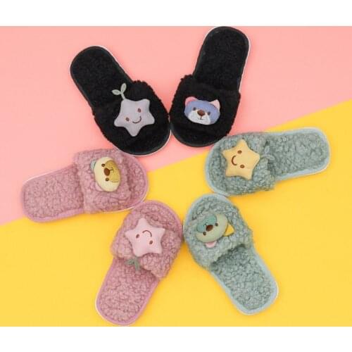 Girls Cartoon Slippers Winter New Kids Warm Boys Colorful Christmas Suede Rubber Indoor Home Shoes Boy Slippers Shoe For Girl