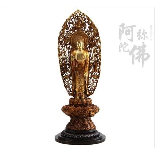 Unique 43CM # High-grade Buddha statue # office home house efficacious Protection # Guanyin Amitabha mahasthamaprapta statue