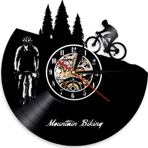 Mountain Biking Vinyl Record Wall Clock Freeride Biker Sport Wall Clock Home Decor Wall Watch Wall Art Bike Cycling Bikers Gift
