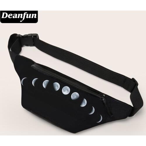 Deanfun Fanny Pack Phone Pouch Bag For Men Black Waist Bag For Women Moon Printed Chest Bag Hip Bag 18051