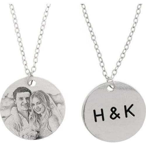Custom Portrait Necklace Photo Necklace Initials Necklace For Her Picture Necklace Valentines Day Gift