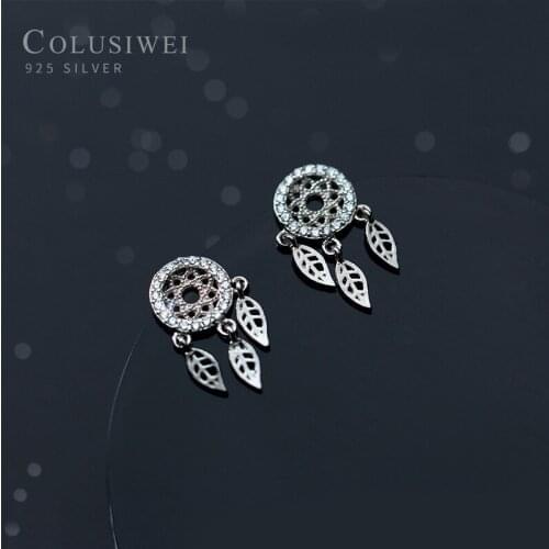 COLUSIWEI Authentic 925 Sterling Silver Dreamcatcher Drop Earrings for Women Fashion Dangle Earring Korea Fine Jewelry Bijoux