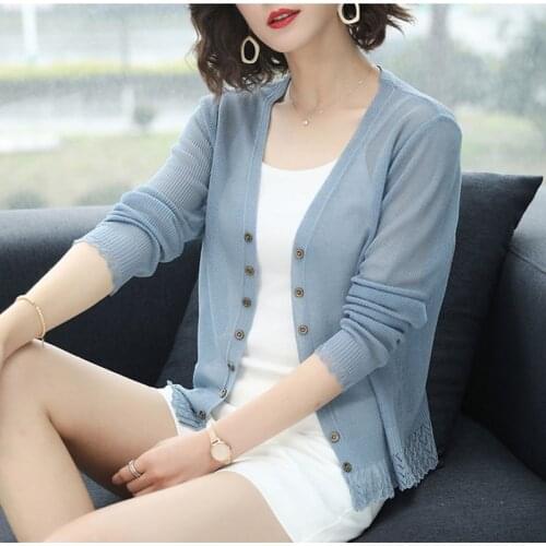 Casual Women Summer Knitted Cardigan Thin Long Sleeve Open Stitch Short Sleeve Korea Solid Free Size Thin Cardigans Femme