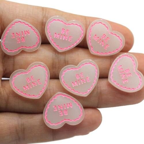 10Pcs Cartoon Letters Heart Flatback Resin Cabochon Kawaii Decoration Craft Scrapbooking for Hair Bows Center Accessories DIY