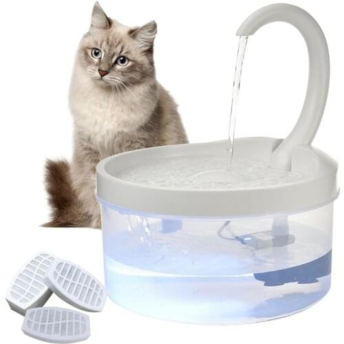 2L USB Automatic Circulating Cat Dog Special Water Dispenser Pet Feeder Drinker Cat Water Fountain LED Light Water Filter Cotton