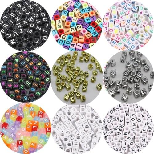 250 Assorted Alphabet Letter Acrylic Cube Pony Beads 6X6mm Jewelry Kids Craft