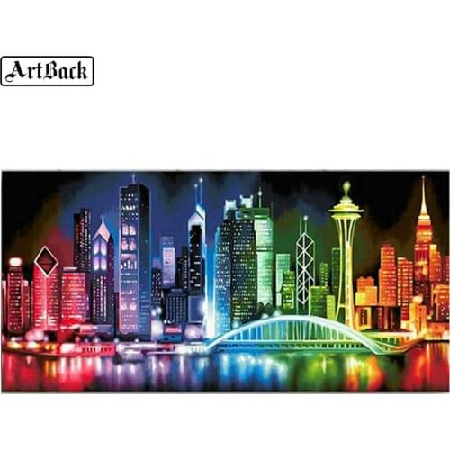 ArtBack diy 5d diamond painting city night panorama full square / round diamond mosaic 3d embroidery living room decoration