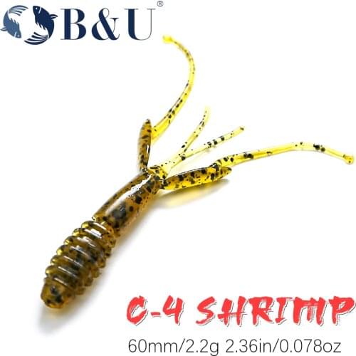 B&U C-4 Shrimp 60mm Fishing Soft Lure Fishing Lures Soft Silicone Baits Shrimp Bass Peche Gear Fishing Tackle