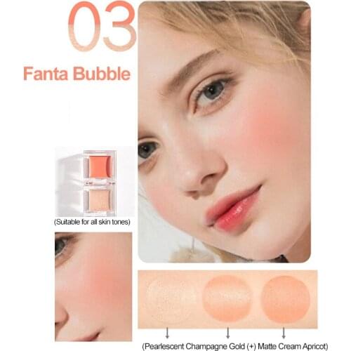 2Color High-gloss Blush Brightening Cheek Rouge Mineral Pigment Blusher Waterproof Facial Contour Blush Makeup Maquillage TSLM2