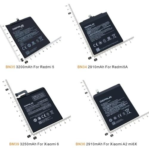 BN34 BN35 BN36 Mobile Phone Replacement Battery For Xiaomi Redmi 5A Redmi 5 Mi6X MiA2 Batteries High Quality