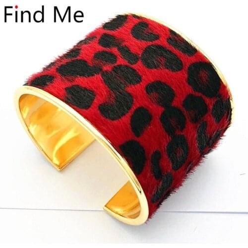 Find Me 2019 Fashion boho Vintage Leopard grain Cuff Bracelet For Women punk Color leather Bracelets & Bangles Jewelry wholesale