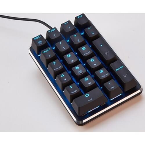 Numeric Keypad Wired 21 Keys Mini Numpad Backlight Keyboard Extended Layout
