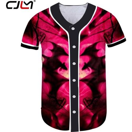 CJLM Man Halloween 3D Printed Animal Tshirt Creative Moon And Bat Mens Clothing Gothic Large Size Wholesale Baseball Shirt