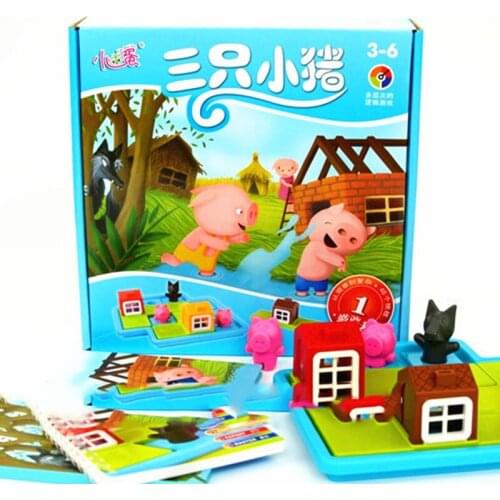 Kids Block Colorful Board Game Challenge Three Little Pigs Plastic For Children Christmas Gift Educational Intelligence Toy