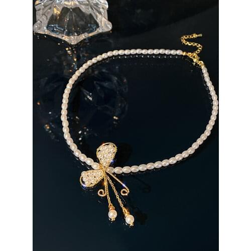 Elegant Charm Fashion Clavicle Chain Korean Style Tassel Necklaces For Women Bowknot Pendant New Design Beach Bohemian Jewelry