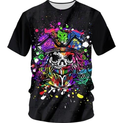 IFPD EU/US Size Men Tshirts Summer Colorful Skull Print Pirate Captain T-shirt 3D Print Plus Size Casual Breathable Funny Shirts