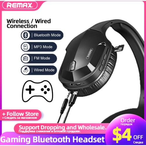 Remax Wireless Bluetooth Headset Music Phone Gamer Headphone Sport FM TF HiFi AUX Bluetooth Gaming Earphones for iPhone Xiaomi