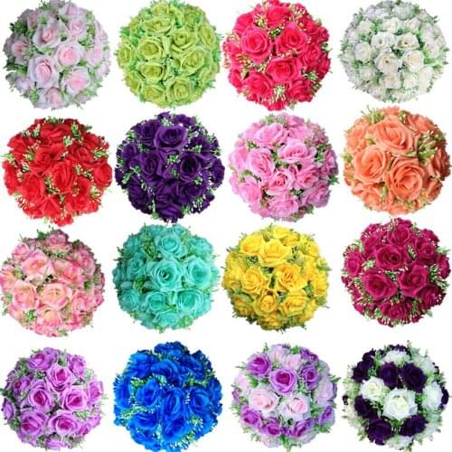 10"/25CM Artificial Silk Flower Rose Kissing Balls Starry Flowers Ball For Christmas Ornaments Wedding Party Decorations