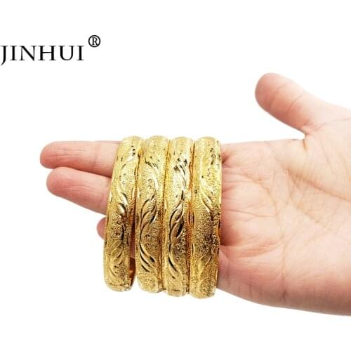 Jin Hui New Fashion lady Luxury Gold Color Jewelry Bangles Ethiopian African Women Dubai wedding Gifts Can Open Bracelet