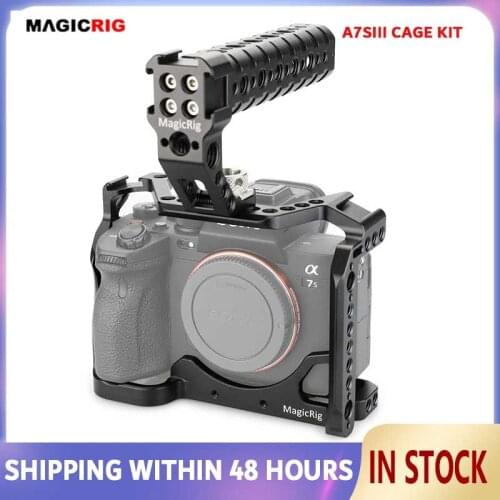 MAGICRIG DSLR Camera Cage with ARRI Locating Top Handle & Cold Shoe Mount for Sony A7SIII /A7S3 /Alpha 7SIII Camera