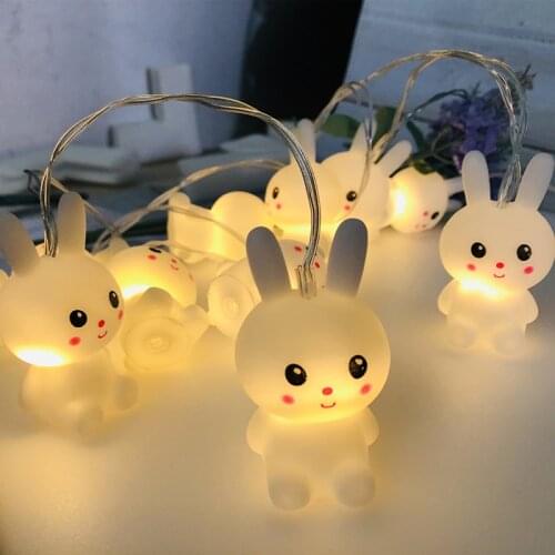 Creative Easter Rabbit Shape String Lights Bunny Garland LED Hanging Light Ornaments Holiday Party Outdoor Fairy Lights