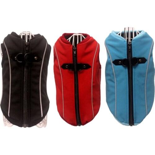 Black Blue Red Dog Clothes Reflective Coat For Small Medium Dogs Chihuahua Sleeve Vest Clothing Leash Ring Warm Jacket Outfit#63