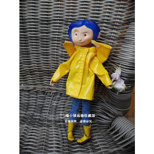 Cute Coraline With Yellow Raincoat Joints Girl Doll Figure Toy Children Birthday Gift Decoration 20cm