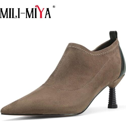 MILI-MIYA Spring Autumn Women Special High Heels Pumps Mixed Color Slip On Pointed Toe Fashion Office Ladies Simple Wild Shoes