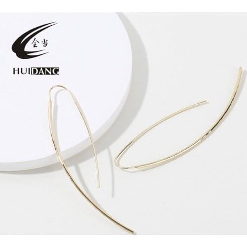 Minimalist ear jewelry dainty basic style gold silver color U shape thin copper wire hoop earrings