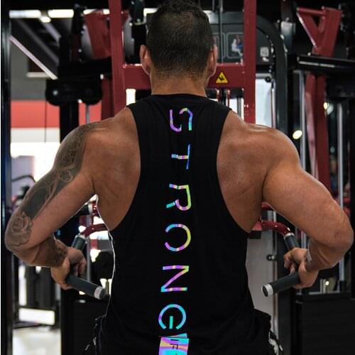 2021 Muscle mens tank tops shirt gym tank top fitness clothing Ishaped sports vest sleeveless man cotton bodybuilding clothes