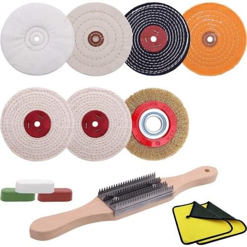 13Pcs Buffing Wheels Set - Buffing Polishing Wheel with 1/2 inch Arbor Hole,Wire Wheel,Polishing Compound,Buffing Rake