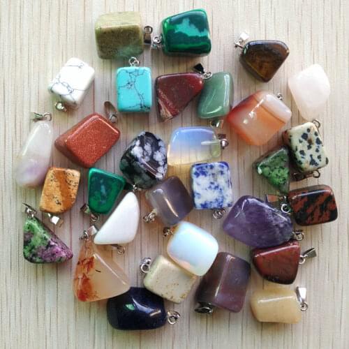 Wholesale 50pcs/lot 2019 hot selling trendy Assorted Natural stone Mixed Irregular shape pendants charms jewelry Free shipping