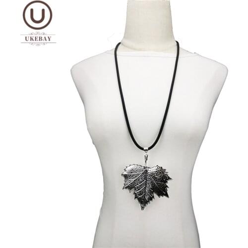 UKEBAY New Maple Leaf Pendant Necklaces For Women Long Necklace Alloy Leaf Accessories Luxury Bohemia Jewelry DIY Necklace Gift