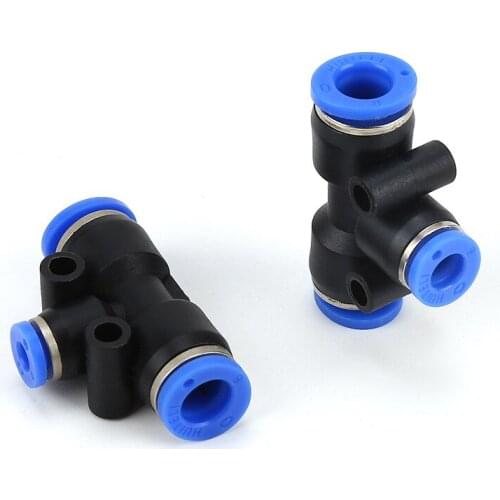 PE 3 Way T shaped Pneumatic Connectors 10mm 8mm 12mm 6mm 4mm 16mm Push In Air Gas Fitting Pneumatic Air Water Connecting