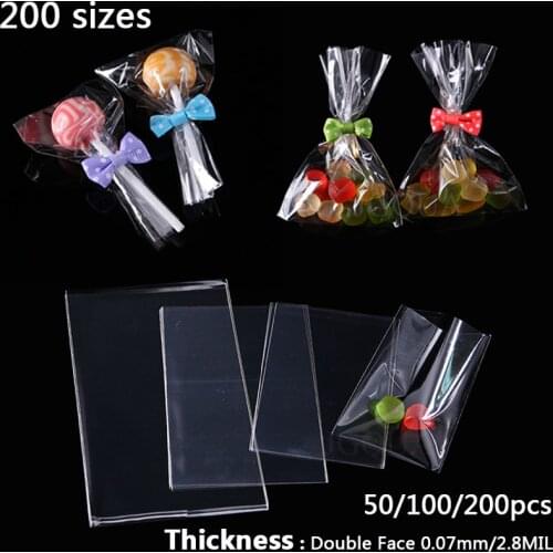 Thick Transparent Flat Open Top Plastic OPP Packaging Bags For Candy Cookie Lollipop Toy Card Packing Cellophane Party Gift Bag