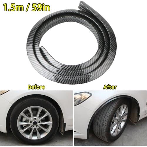 1.5M Universal Wheel Rubber Eyebrow Protector Lip Arch Trim Fender Protector Strip Carbon Fiber Decorative Strip for Car SUV