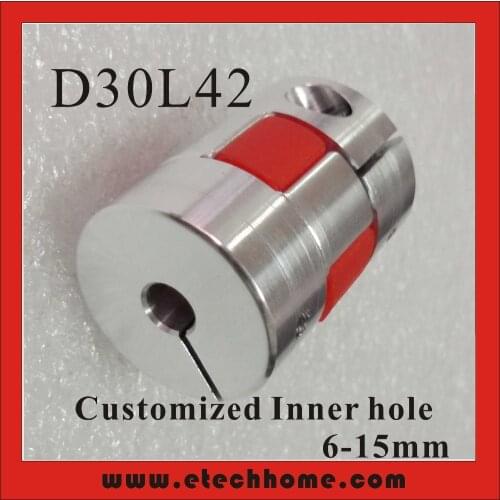 Motor Jaw Shaft Coupler Claw-type Flexible Coupling with Elastic Spider D30xL42mm Inner hole 6-15mm for CNC Stepper Servo Motor