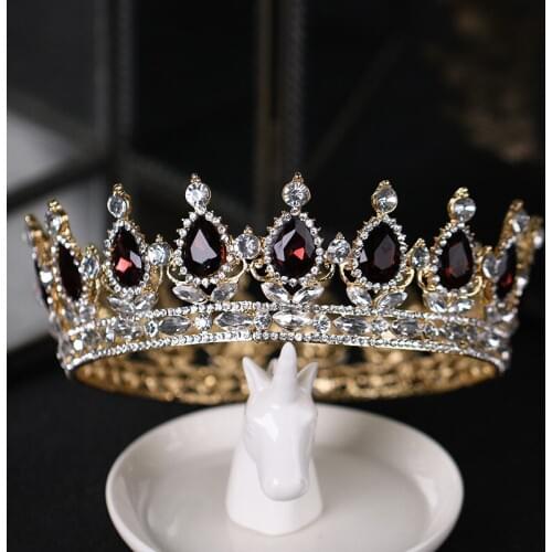 Champagne Wedding Crown Tiara Crystal Bride Hair Ornaments Pageant Princess Crystal Hair accessories Headdress Bride Headpiece
