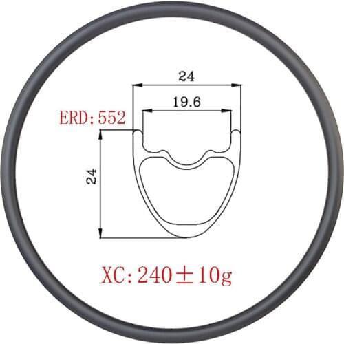 Light 240g 27.5er 24mm X 24mm MTB XC carbon rim Hookless UD matte glossy 24 28 32 Holes tapless 27.5in disc brake mountain wheel