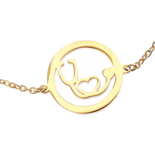 Fashion Medical Stethoscope Bracelet Stainless Steel Jewelry for Nurse Doctor Round Heart Pendant Bangle Women Gold Color Chain
