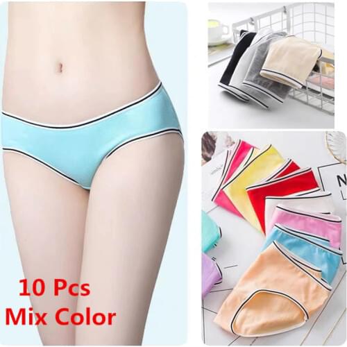 10Pcs/Lot Teens Teenage Panties Kids Underwear Children Cotton Kids Girls Solid Color Puberty 10-16years