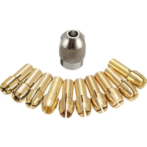 10Pcs Mini Drill Brass Copper Collet Chuck 0.5-3.2mm 4.3mm Shank With Screw Nut for Dremel Rotary Tool Mini Tools Dropshipping