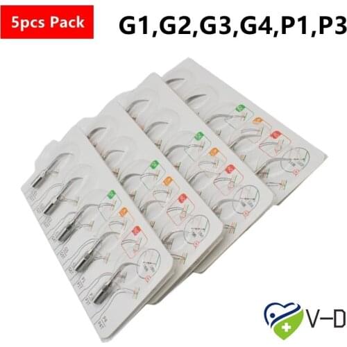 5pcs G1.G2,G3,G4,P1,P3 Dental Scaler Tips Fit EMS Woodpeacker Ultrasonic Scaler Handpiece Dental Ultrasonic Scaler Scaling Tip