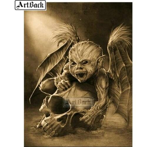 5d diy diamond painting skull bat square drill diamond embroidery resin mosaic sewing artwork new arrival ARD249