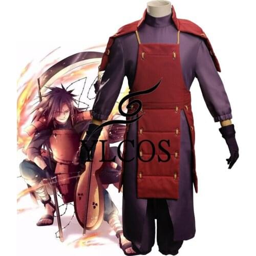 Anime NARUTO Uchiha Madara Costume Cosplay Halloween Party Full Set Fighting Suit