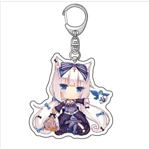 Anime NEKOPARA Chocolat Vanilla Azuki Coconut Maple Cinnamon Acrylic Figure keychain Keyring Decoration Collection Model Toy