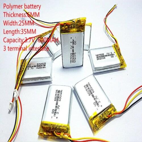 Free shipping)Polymer lithium battery 600mah 3.7 V, 602535 can be customized wholesale CE FCC ROHS MSDS quality certification