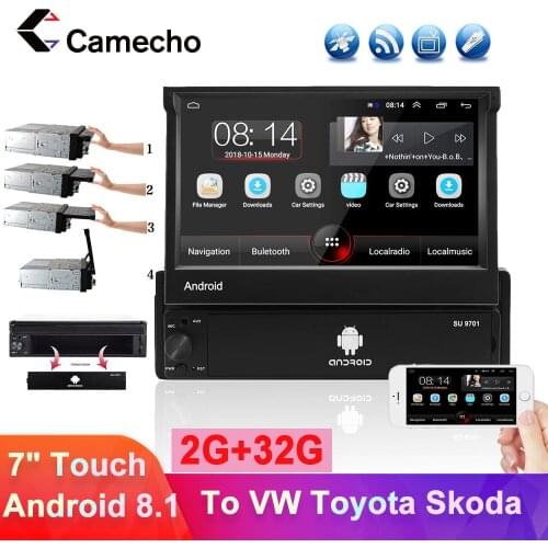 Camecho Android 8.1 Car Multimedia player Retractable GPS Wifi Autoradio 1 Din 7'' Touch Screen MP5 Bluetooth Stereo Audio Radio